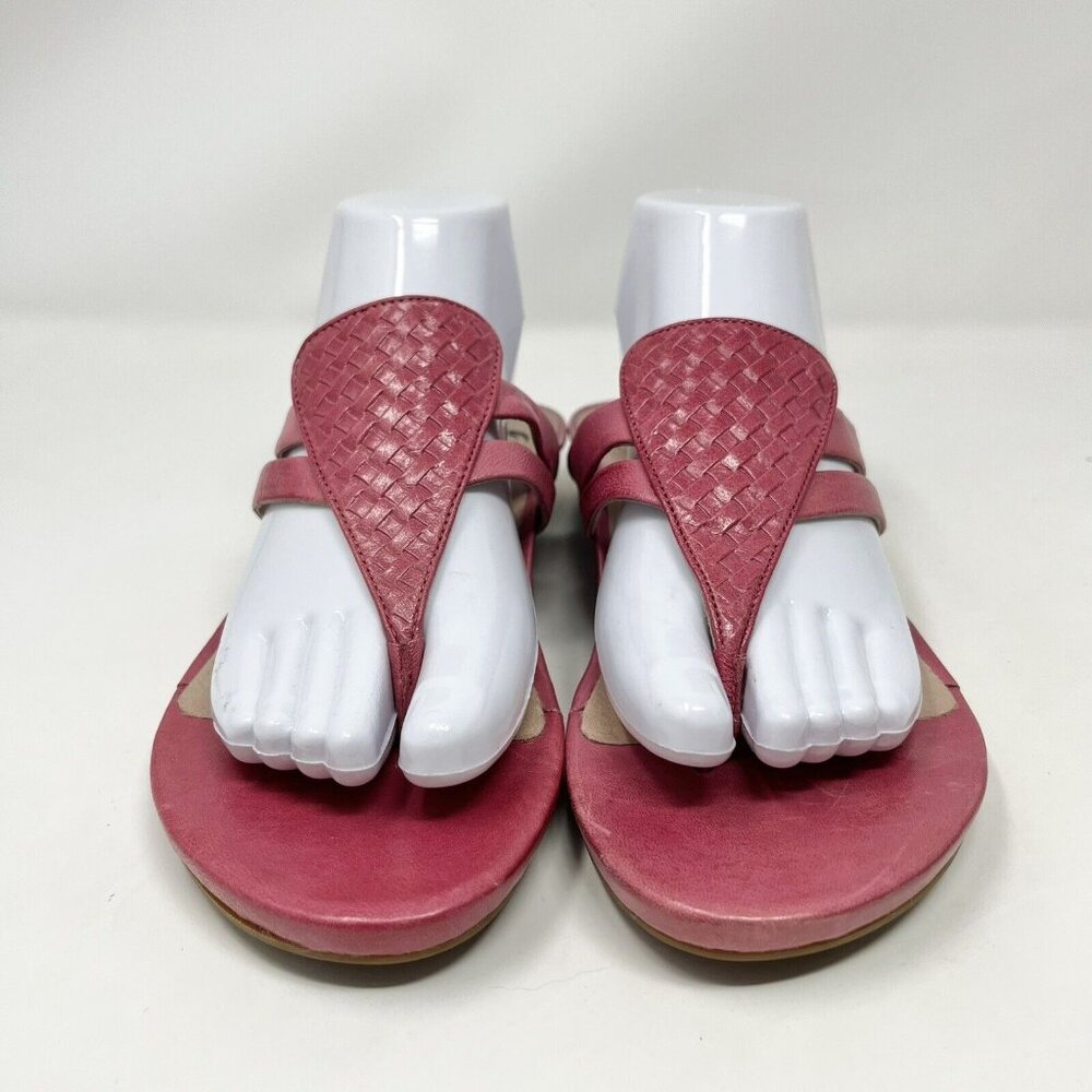 Abeo Womens Pink Sandals Flip Flops Sheena Size 9 N Triangle Woven Leather - Picture 3 of 9